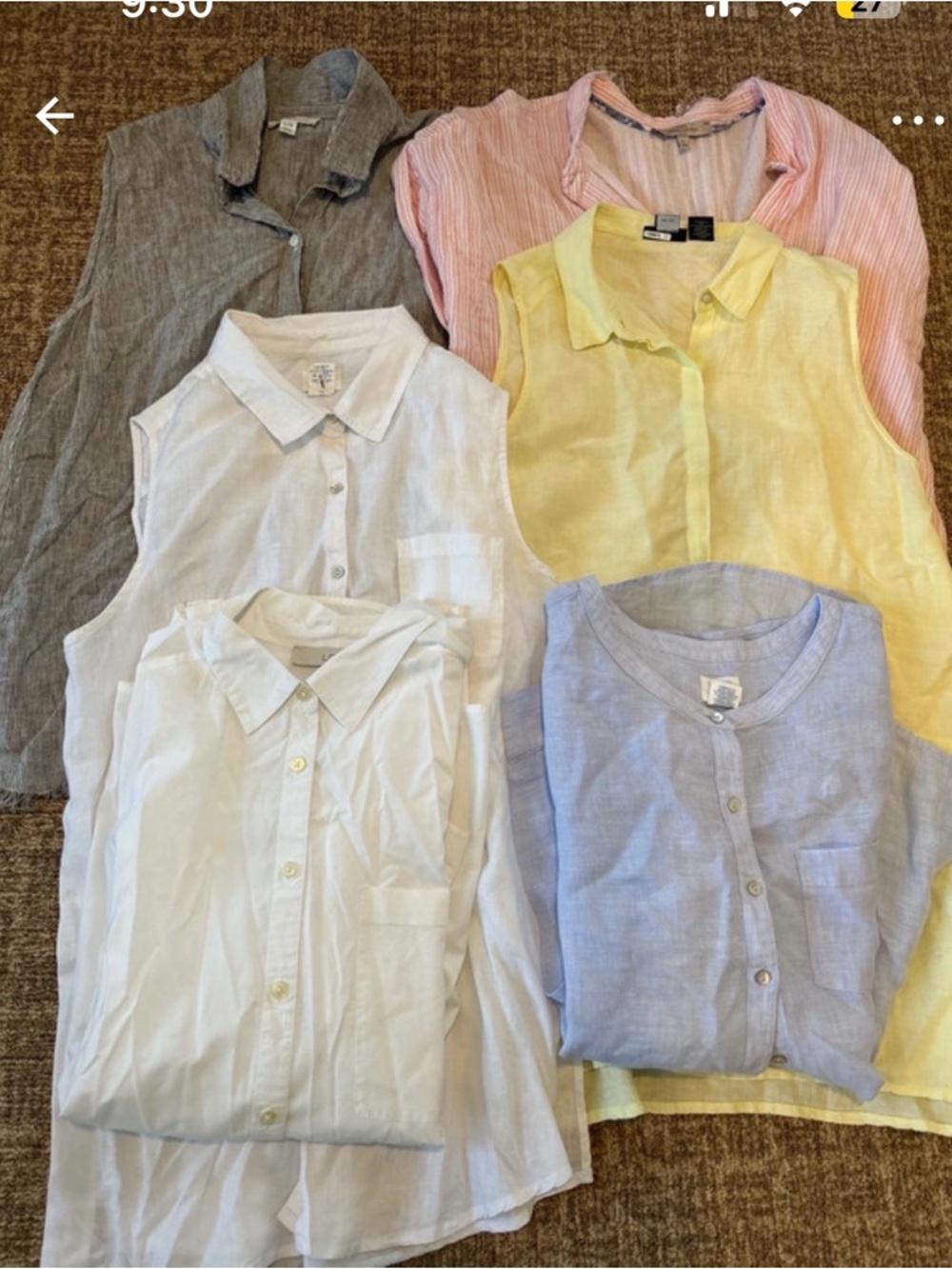 Ann Taylor Linen Button-Down Shirts in White, Yellow, Light Blue, Pink, Gray